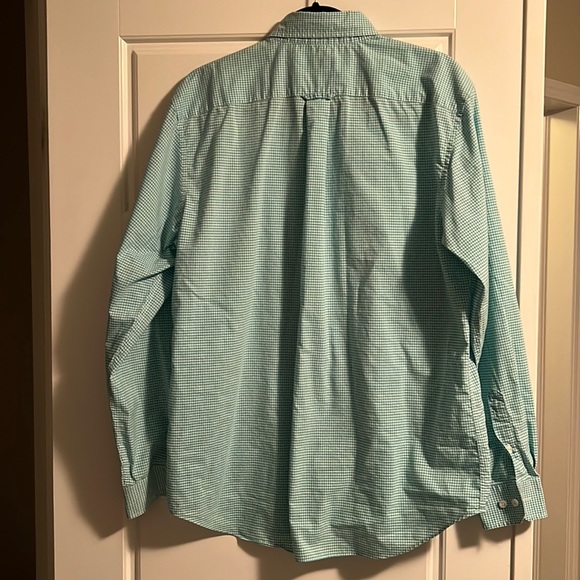 Nautica Green / White Small Checkered Dress Shirt - flaw - Picture 3 of 4